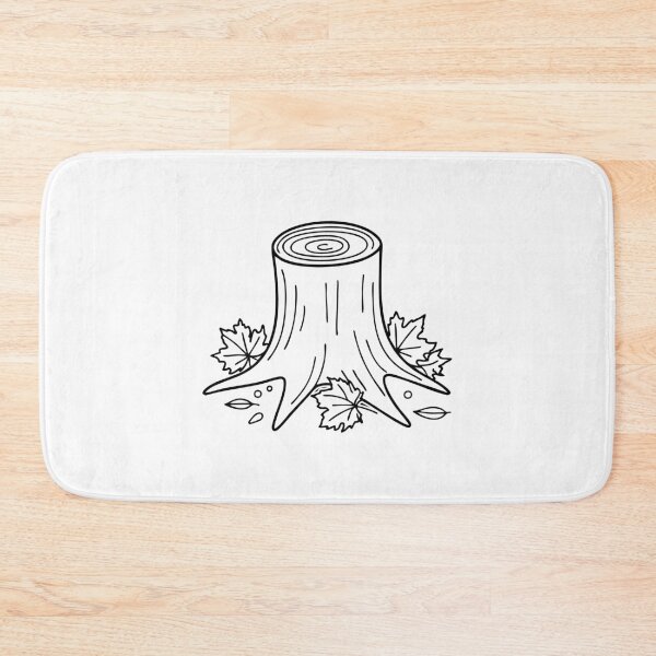 Item preview, Maple tree stump with fallen leaves scattered around it designed and sold by rasagamastore.