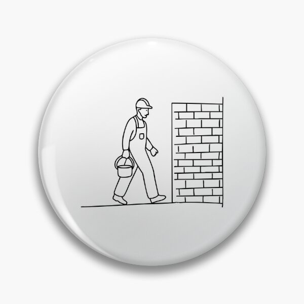 Item preview, Mason carrying a bucket of mortar, walking toward a half-built wall designed and sold by rasagamastore.