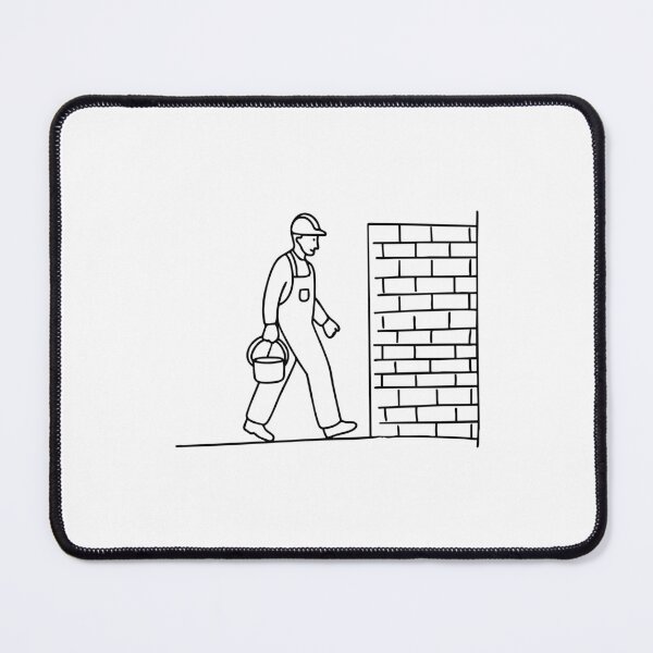 Item preview, Mason carrying a bucket of mortar, walking toward a half-built wall designed and sold by rasagamastore.