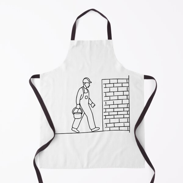 Item preview, Mason carrying a bucket of mortar, walking toward a half-built wall designed and sold by rasagamastore.