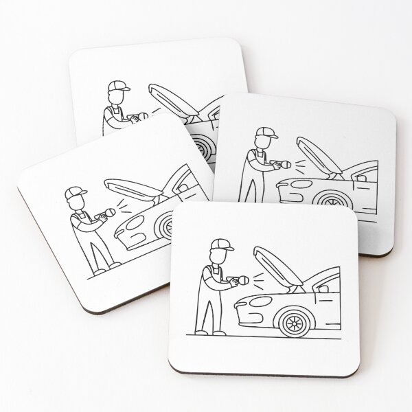 Item preview, Car mechanic opening the hood, inspecting the engine with a flashlight designed and sold by rasagamastore.