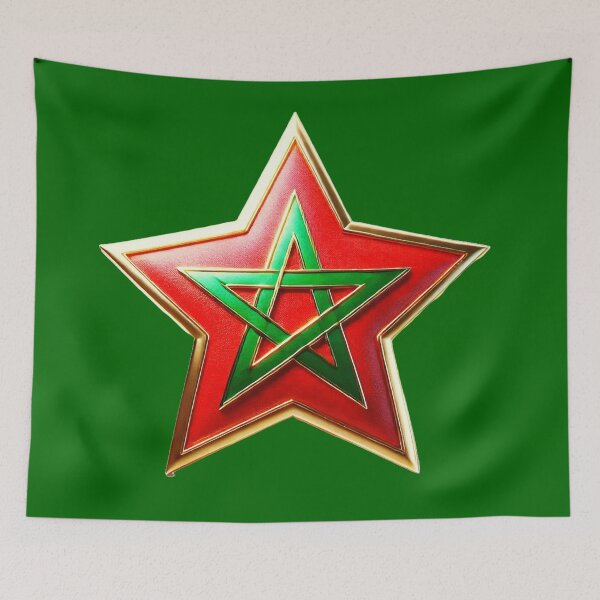 Item preview, Morocco Pride - Shiny Red & Green Pentagram Star Design designed and sold by Highlandkings.