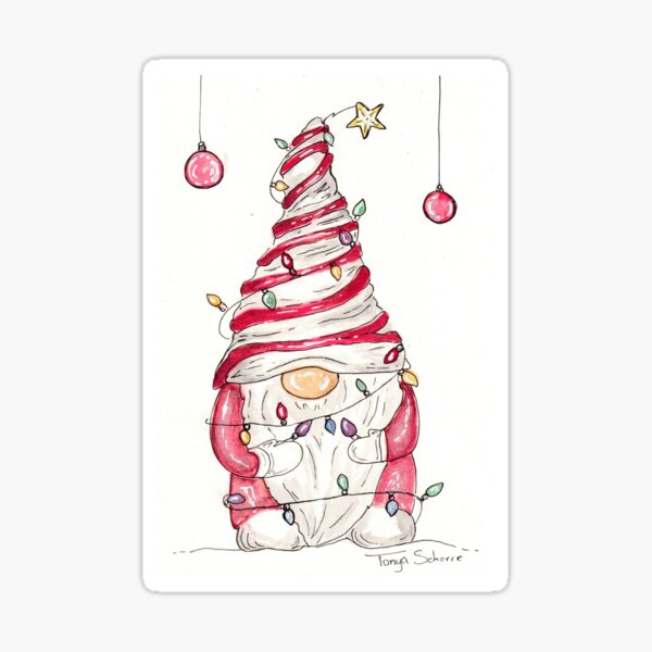 Item preview, Christmas Light Gnome designed and sold by Deckled Edge Art Company.