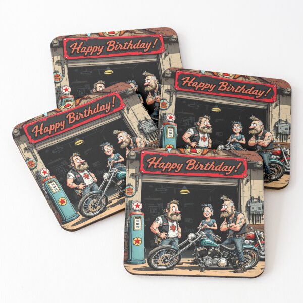 Item preview, Two Wheels, One Love – Biker Birthday Garage Scene designed and sold by SteadyRolling.