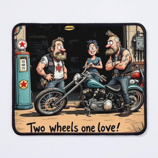 Item preview, Two Wheels, One Love – Biker Birthday Garage Scene designed and sold by SteadyRolling.