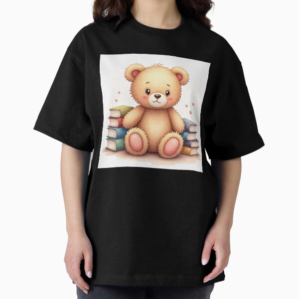 Cute teddy bear and books Oversized T-Shirt