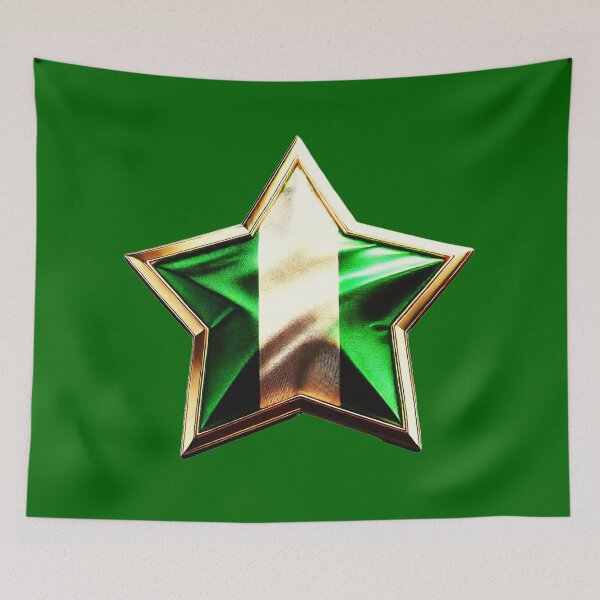 Item preview, Nigeria Pride - Shiny Green & White Flag Star Design designed and sold by Highlandkings.