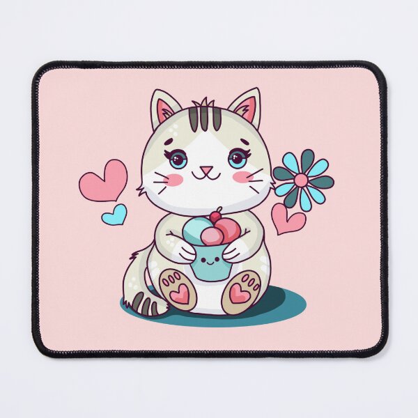 Item preview, Kawaii cute kitty eating kawaii ice cream designed and sold by altairaleon.
