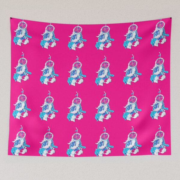 Item preview, Mystical dream catcher in blue, white and pink designed and sold by Vision Illustrated.