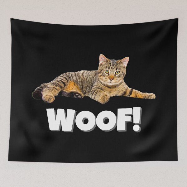 Item preview, Funny Tabby Cat Saying "WOOF!" – Cute & Quirky Cat Meme designed and sold by Fredster1966.