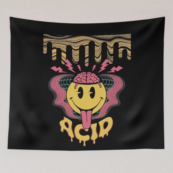 Item preview, Acid Smiley  – Trippy Melting Font & Psychedelic Brain Design designed and sold by paulo silveira.