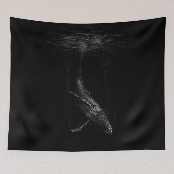 Item preview, Humpback Whale Scribble Art - Dark Underwater Depths designed and sold by DeeplyShallow Art.