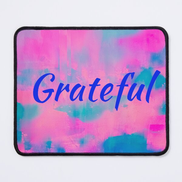 Item preview, "Grateful" Colorful Abstract Print - Blue Text designed and sold by FABOArt.