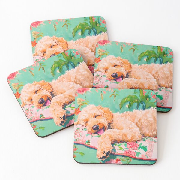 Item preview, Grandmillennial art, Sweet Dreams, labradoodle art designed and sold by SophieClimaArt.