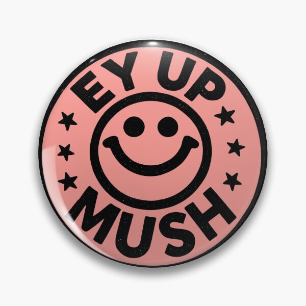 Item preview, EY UP MUSH – Acid House Northern Smiley Logo - Red designed and sold by ChipPaperPress.