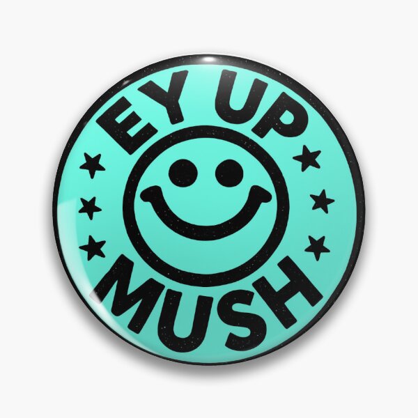 Item preview, EY UP MUSH – Acid House Northern Smiley Logo - Blue designed and sold by ChipPaperPress.
