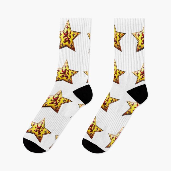 Item preview, Scotland Royal Lion Rampant - Shiny Gold & Red Flag Star Design designed and sold by Highlandkings.