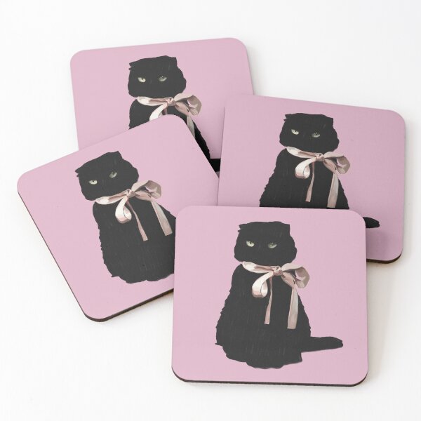Item preview, Aesthetic Black Cat With Pink Bow designed and sold by daniasdesigns.