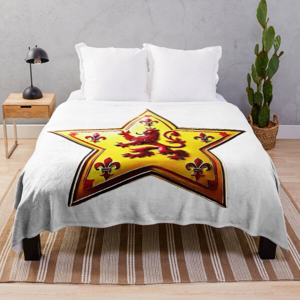Item preview, Scotland Royal Lion Rampant - Shiny Gold & Red Flag Star Design designed and sold by Highlandkings.