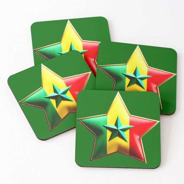 Item preview, Senegal Pride - Shiny Green, Yellow & Red Flag Star Design designed and sold by Highlandkings.