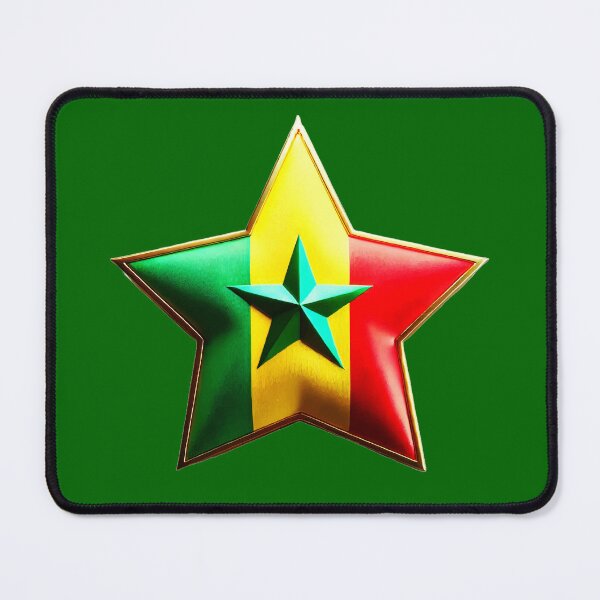 Item preview, Senegal Pride - Shiny Green, Yellow & Red Flag Star Design designed and sold by Highlandkings.