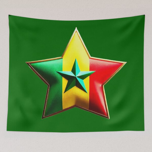 Item preview, Senegal Pride - Shiny Green, Yellow & Red Flag Star Design designed and sold by Highlandkings.