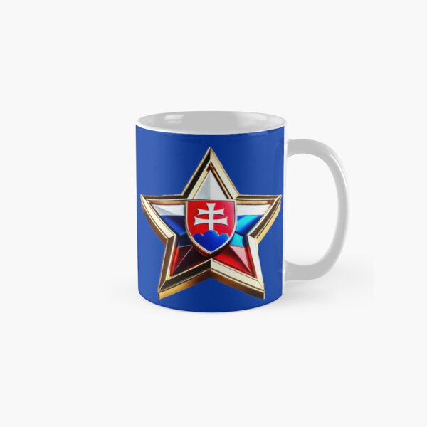 Item preview, Slovakian Pride - Shiny Red, White & Blue Flag Star Design designed and sold by Highlandkings.
