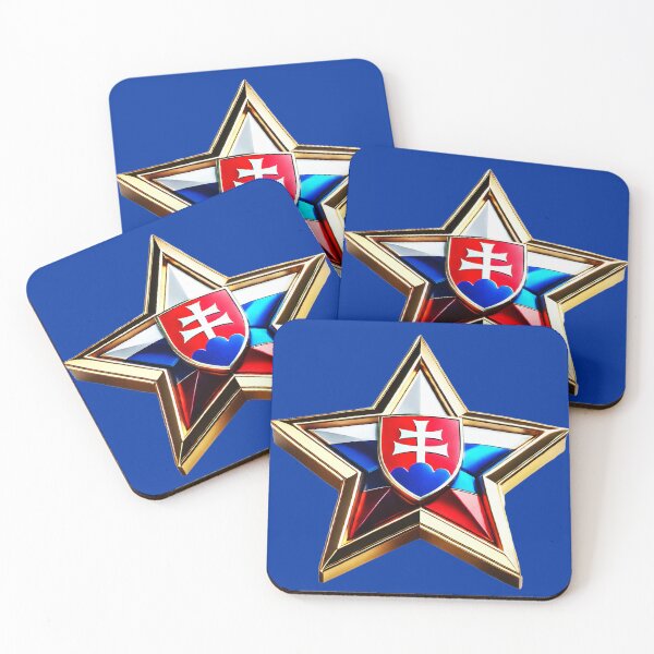 Aperçu de l'œuvre Fierté slovaque – Motif étoile rouge, blanc et bleu brillant créée et vendue par Highlandkings.
