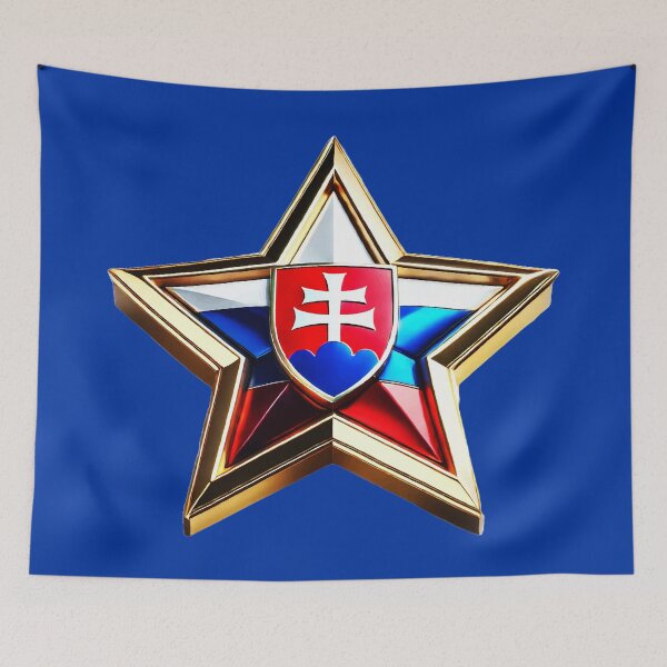 Item preview, Slovakian Pride - Shiny Red, White & Blue Flag Star Design designed and sold by Highlandkings.