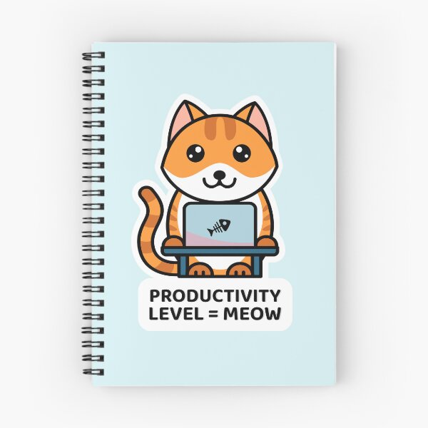 Item preview, Productivity Level = Meow – Cute Kawaii Cat Sticker – Funny Work from Home Animal Art designed and sold by CluckRibbitCo.