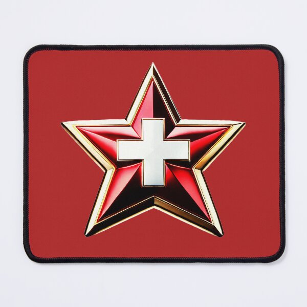 Item preview, Swiss Pride - Shiny Red & White Cross Flag Star Design designed and sold by Highlandkings.