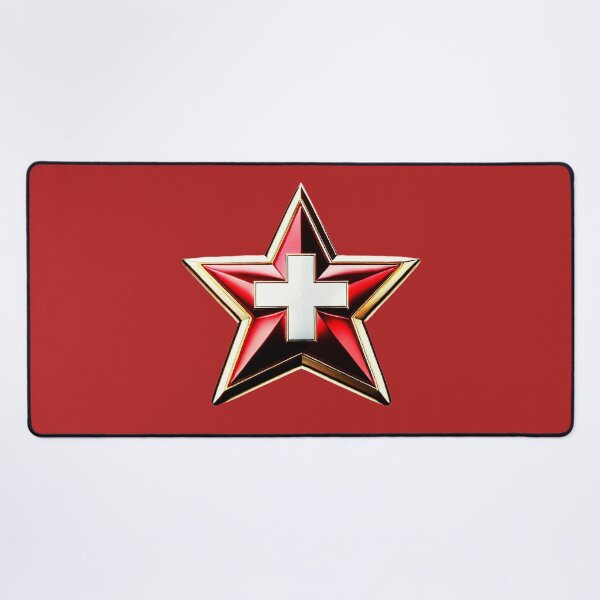 Item preview, Swiss Pride - Shiny Red & White Cross Flag Star Design designed and sold by Highlandkings.