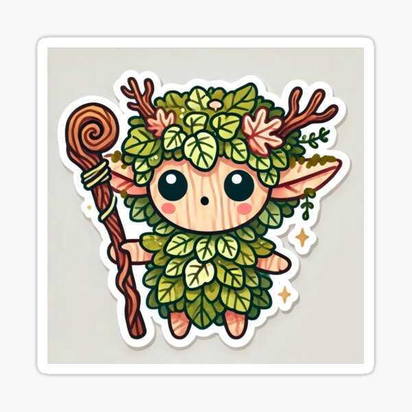 Item preview, Whimsical Forest Spirit – Chibi Nature Guardian Sticker designed and sold by jddwheeler.
