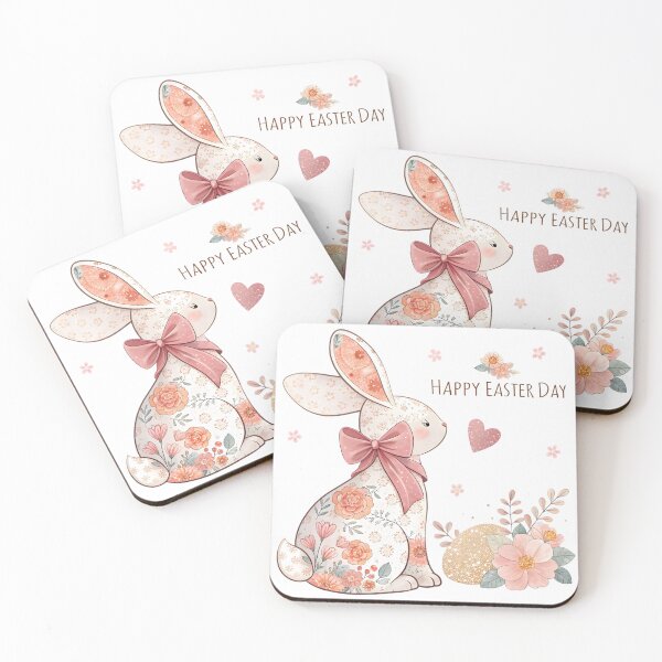 Item preview, happy easter day floral rabbit designed and sold by GogoGrove.