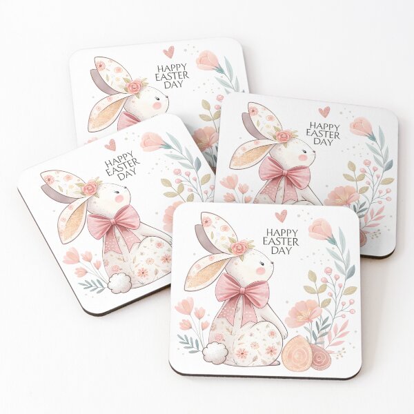 Item preview, happy easter day floral rabbit designed and sold by GogoGrove.
