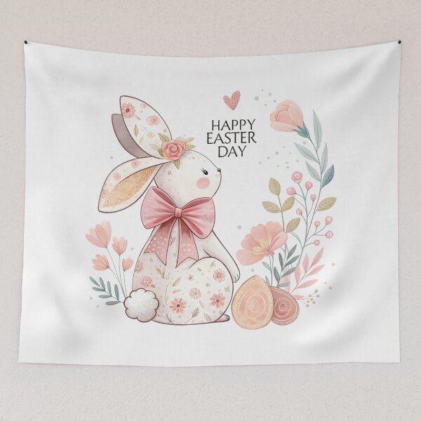 Item preview, happy easter day floral rabbit designed and sold by GogoGrove.