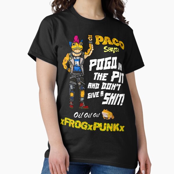 Vista previa del artículo con la obra «Paco & Häp: Pogo en el foso / ¡Oye! ¡Oye! ¡Oye! (xFROGxPUNKx)», diseñado y vendido por Jessie Slamwhorella.