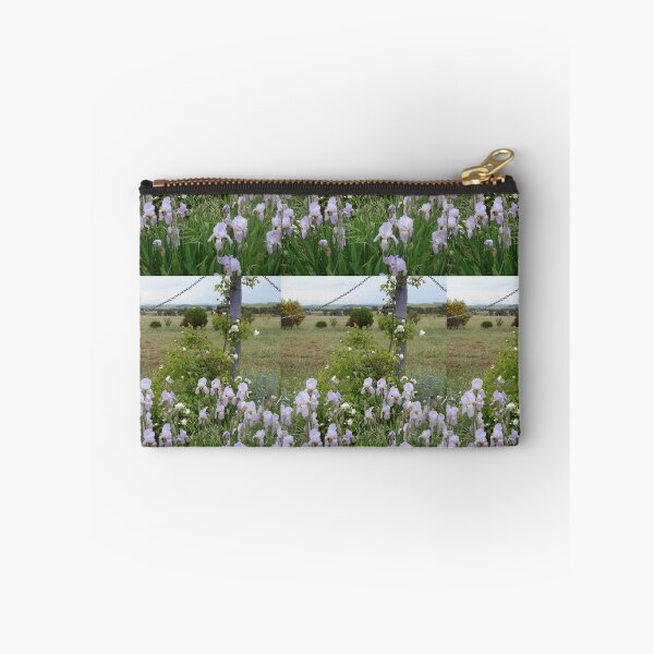 Item preview, Lavender Blue Iris Flower and Climbing White Roses Garden designed and sold by Sarah  Rajkotwala.