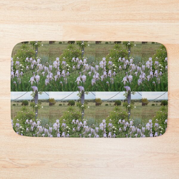Item preview, Lavender Blue Iris Flower and Climbing White Roses Garden designed and sold by Sarah  Rajkotwala.