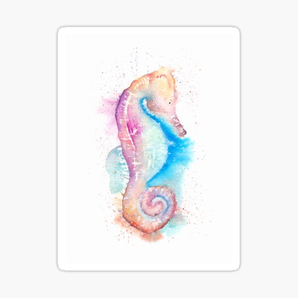 Seahorse Watercolor Painting Sticker