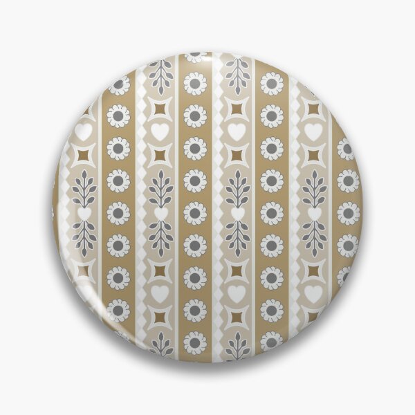 Item preview, Beige and Grey Hearts and Floral Country Cottage Pattern designed and sold by Sharon Schwalbe.