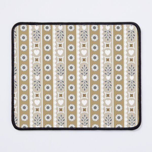 Item preview, Beige and Grey Hearts and Floral Country Cottage Pattern designed and sold by Sharon Schwalbe.