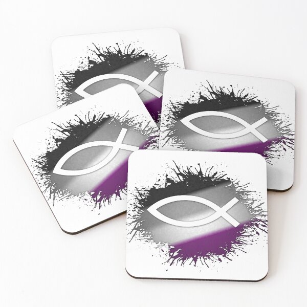 Item preview, Paint Splatter Asexual Pride Flag Fish Symbol designed and sold by LiveLoudGraphic.