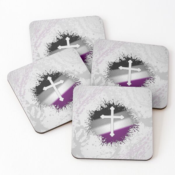 Item preview, Paint Splatter Asexual Pride Christian Cross Symbol designed and sold by LiveLoudGraphic.