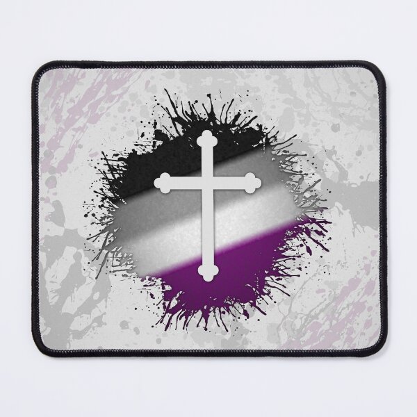 Item preview, Paint Splatter Asexual Pride Christian Cross Symbol designed and sold by LiveLoudGraphic.