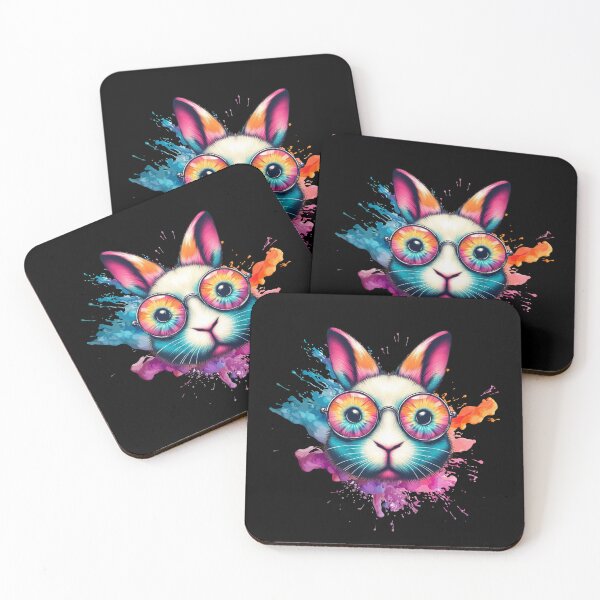 Aperçu de l'œuvre Cute Bunny Face With Tie Dye Glasses Colorful - Happy Easter Day créée et vendue par ZACK ART.