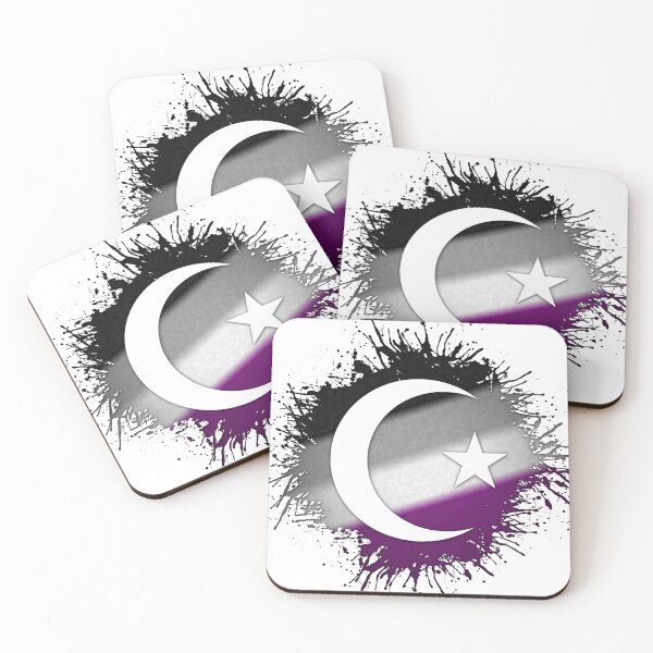 Item preview, Paint Splatter Asexual Pride Flag Star and Crescent Symbol designed and sold by LiveLoudGraphic.