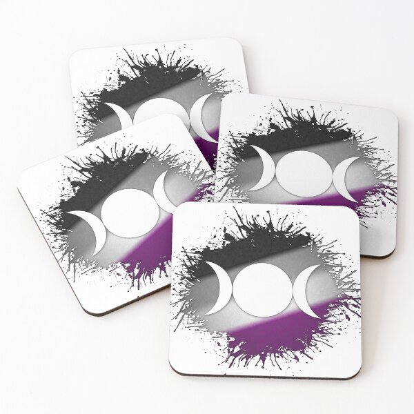 Item preview, Paint Splatter Asexual Pride Flag Triple Goddess Moon Symbol designed and sold by LiveLoudGraphic.
