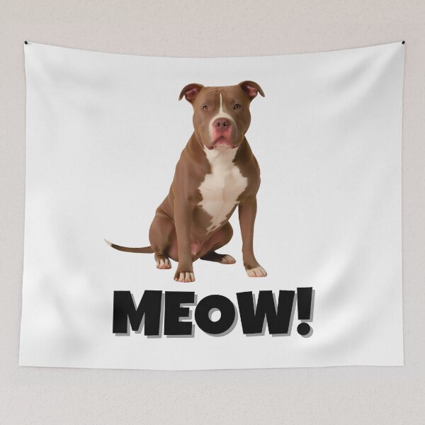 Item preview, Funny Pitbull Saying "MEOW!" – Playful & Quirky Dog Meme designed and sold by Fredster1966.