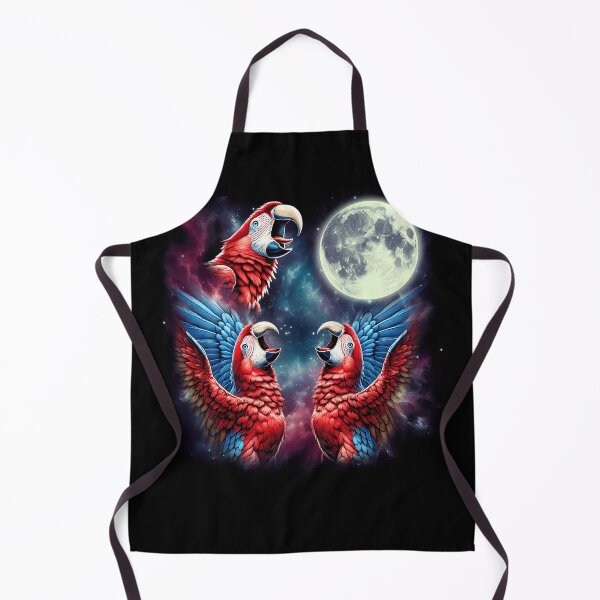 Item preview, Three Scarlet Macaws Howling at Moon Funny Weird Cursed Meme Parrot Lover designed and sold by Kimberley King Art King Art.